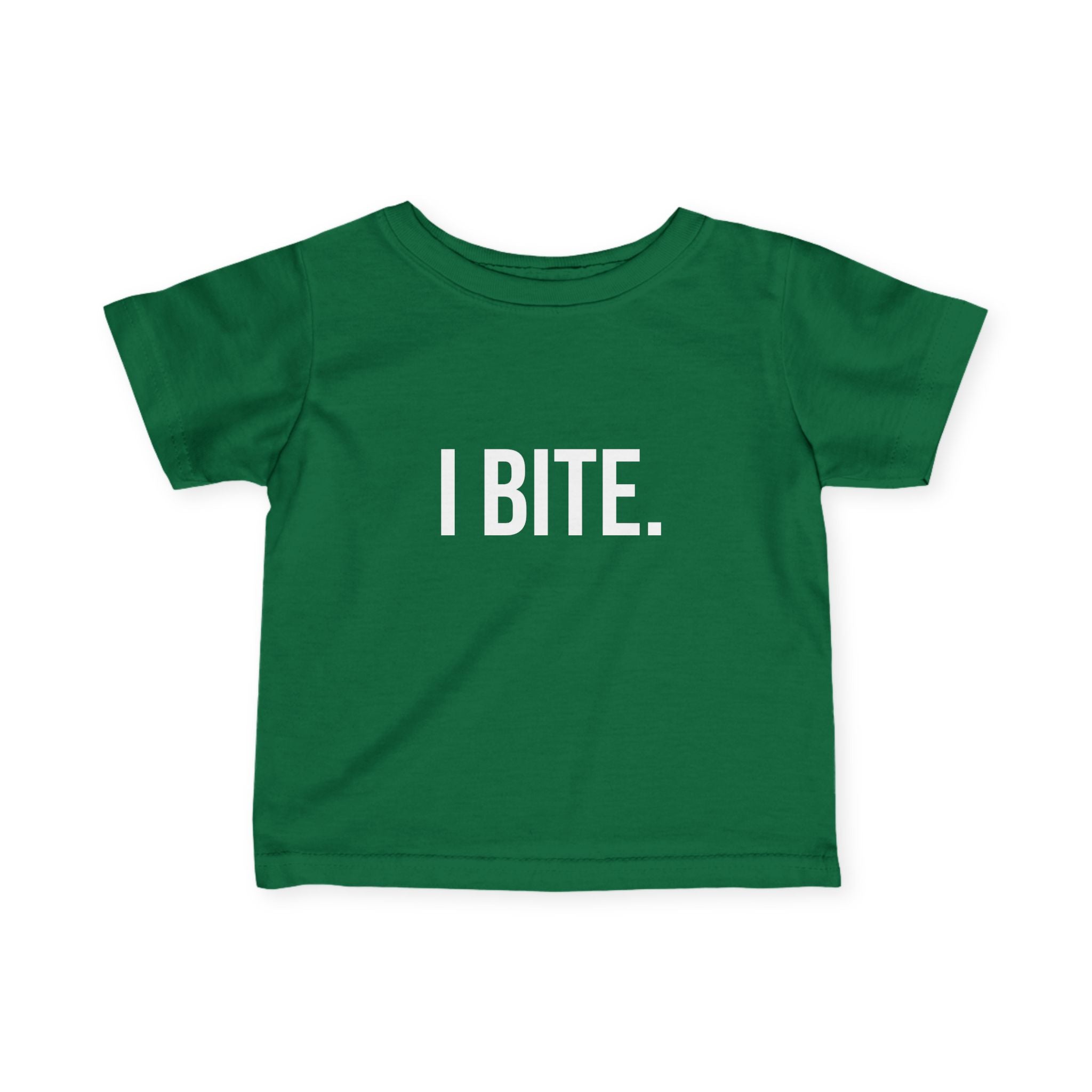 Infant Tee — "I BITE." Funny Baby Shirt