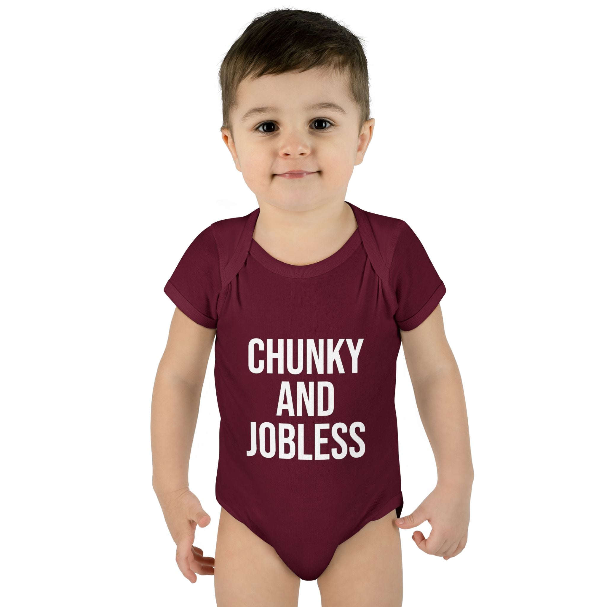 Infant Bodysuit — "Chunky and Jobless" Funny Baby One-Piece