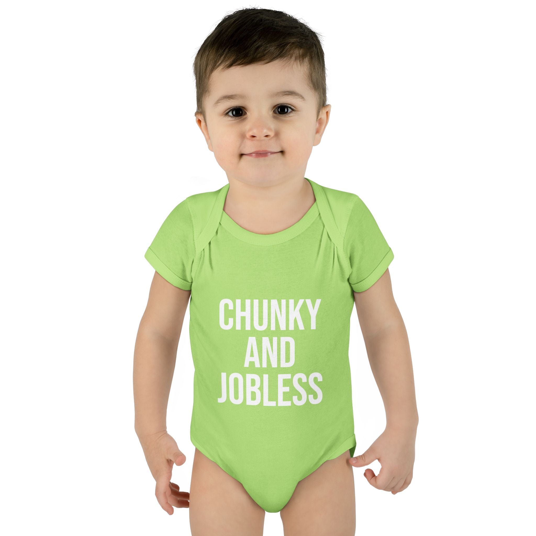 Infant Bodysuit — "Chunky and Jobless" Funny Baby One-Piece