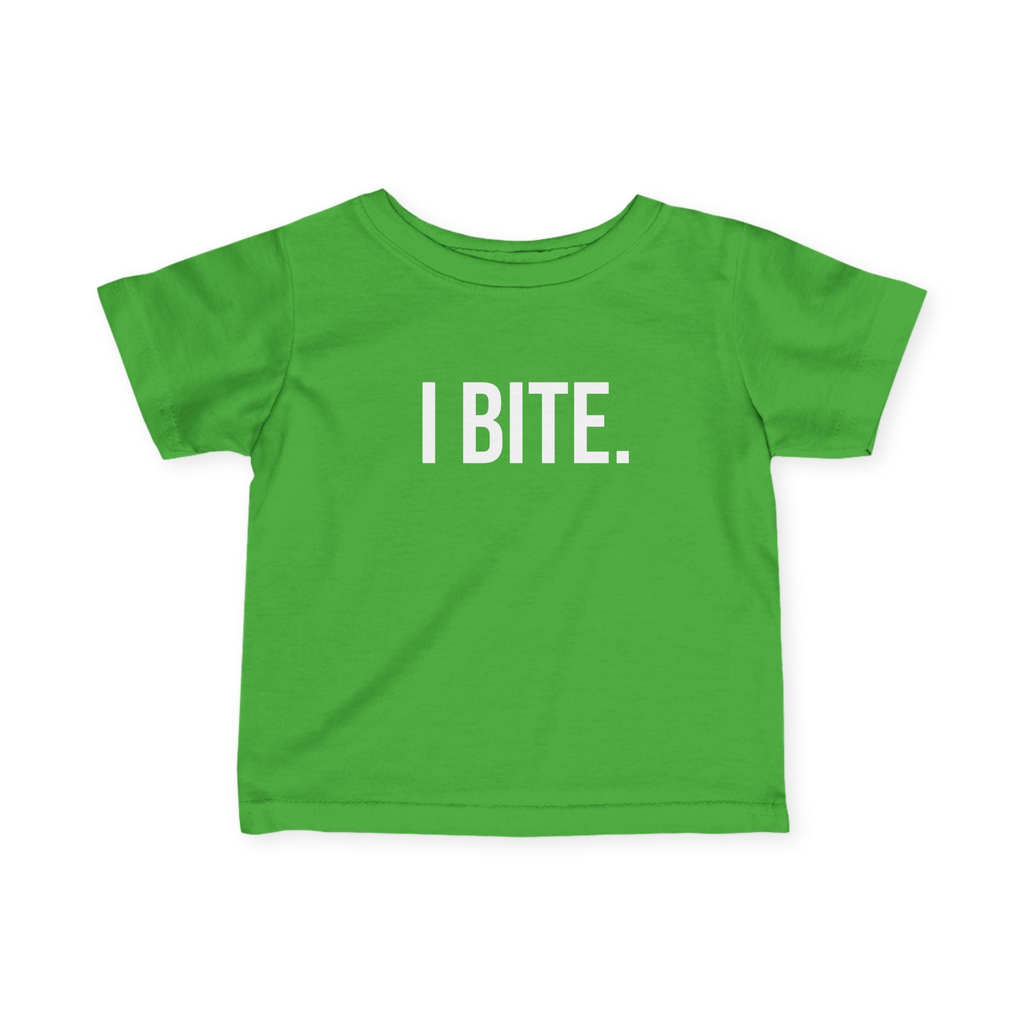 Infant Tee — "I BITE." Funny Baby Shirt