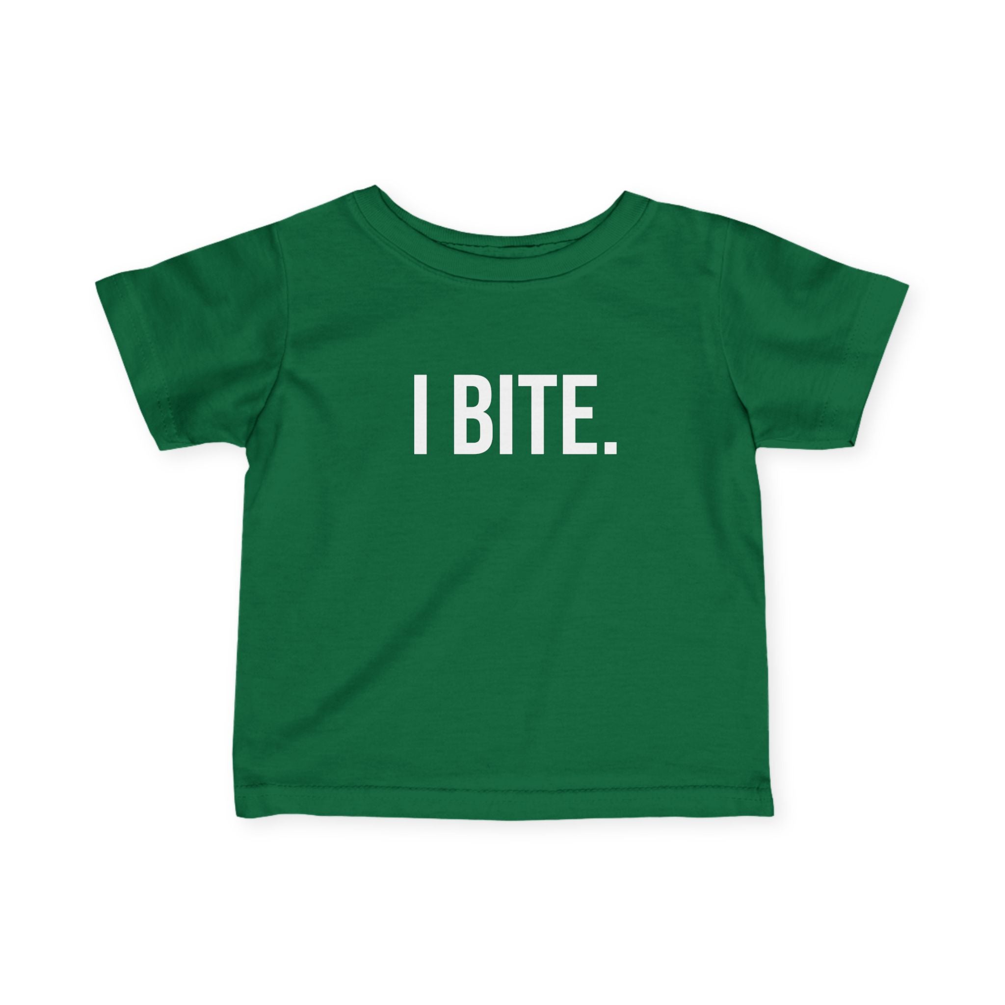 Infant Tee — "I BITE." Funny Baby Shirt