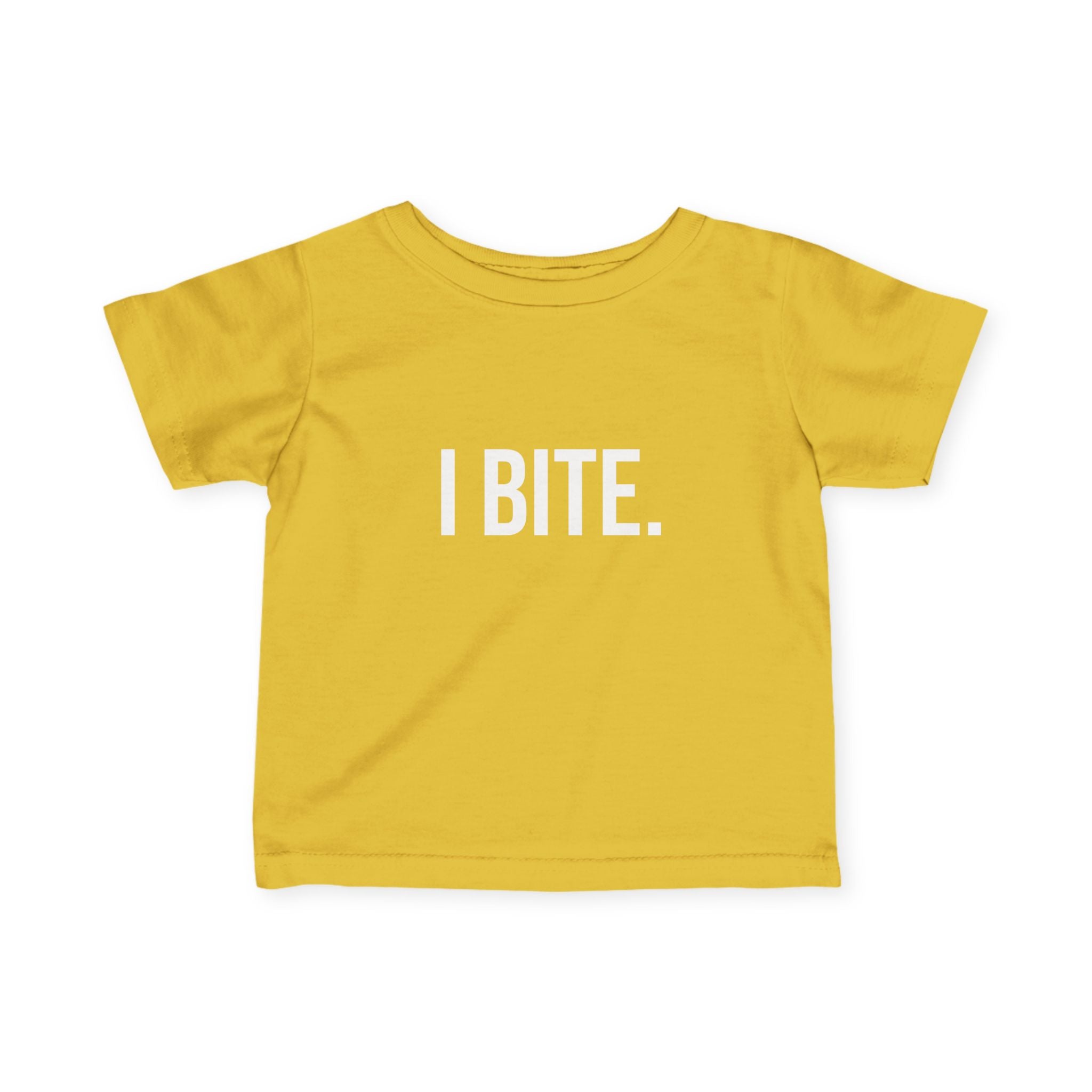 Infant Tee — "I BITE." Funny Baby Shirt