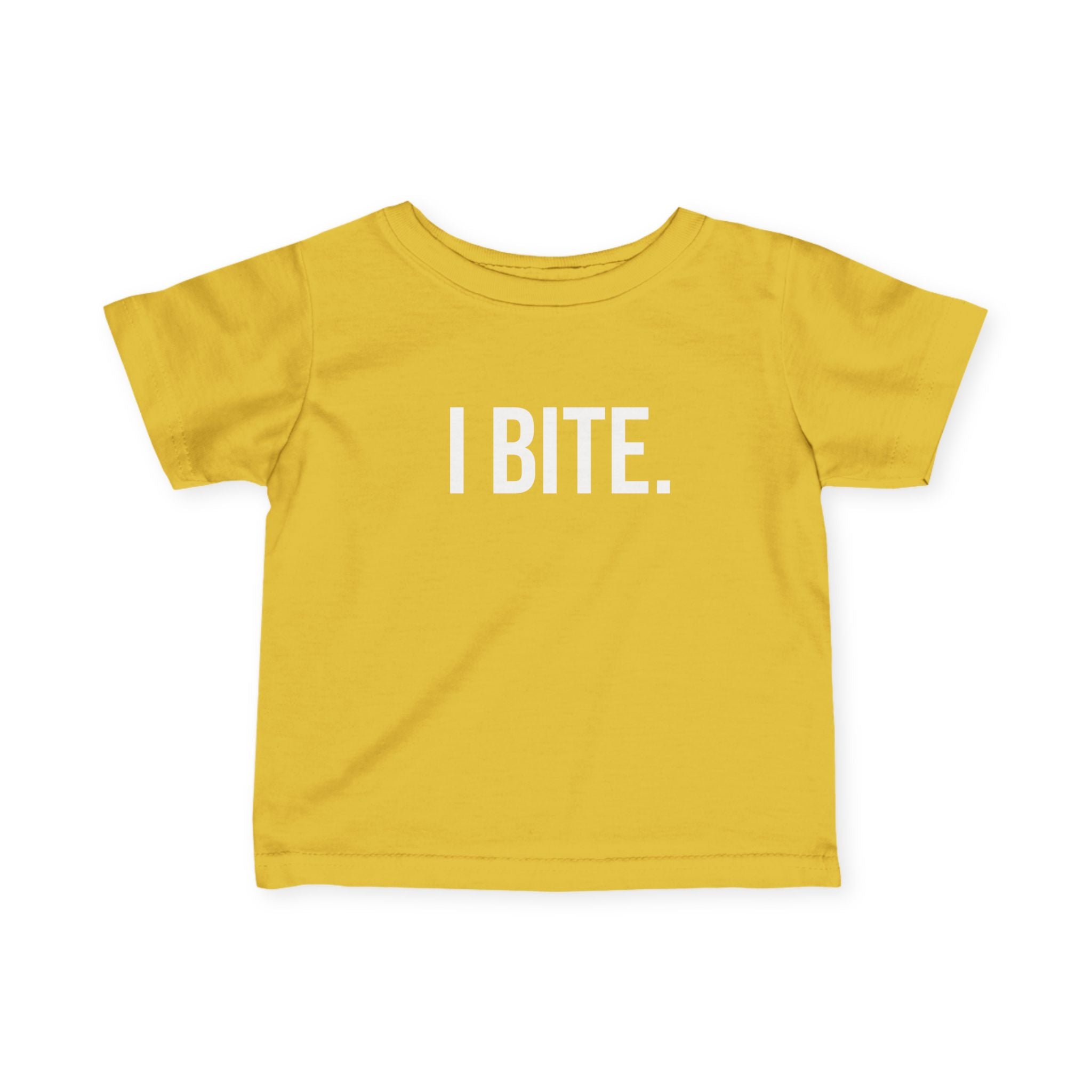 Infant Tee — "I BITE." Funny Baby Shirt